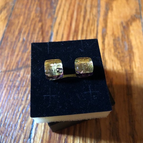 Square Murano Glass Earrings NWOT - Picture 2 of 7
